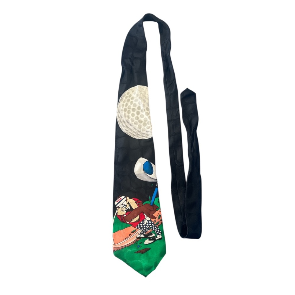 1996 Looney Tunes Mania Vintage Taz Golfing Mens 100% Silk Tie